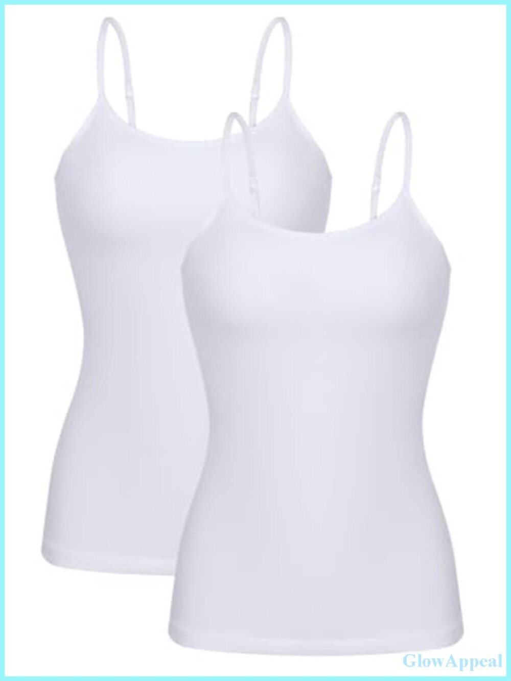 Cotton Camisole Tank Top with Shelf Bra - Adjustable Spaghetti Strap Undershirt